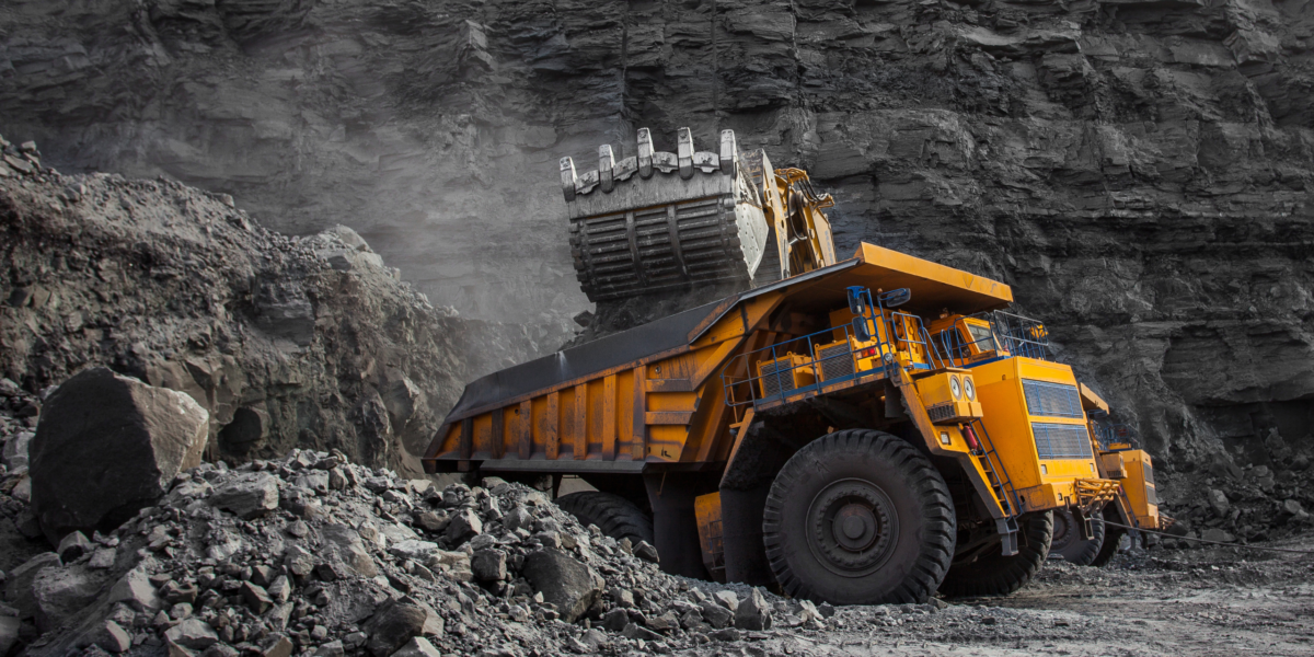 Construction equipment at a mining site