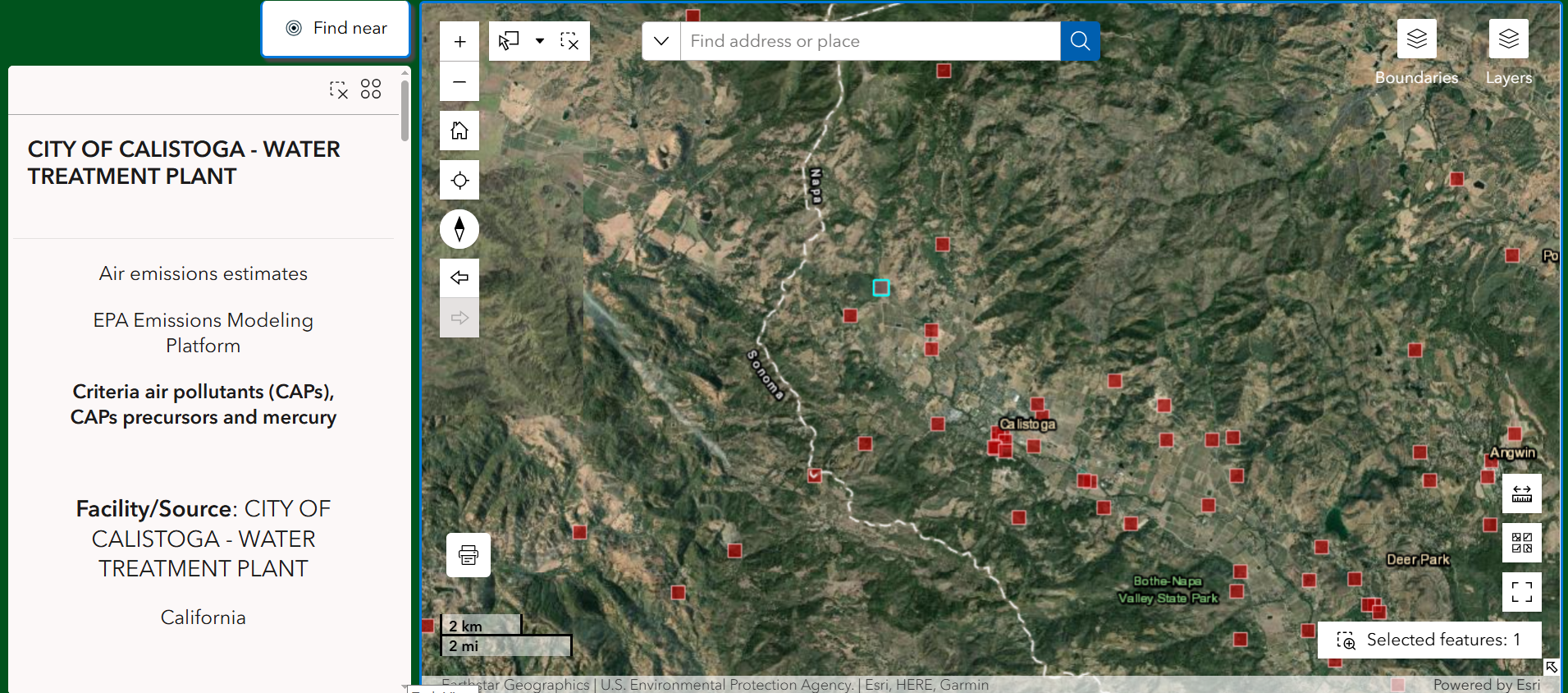Information panel map tool screenshot